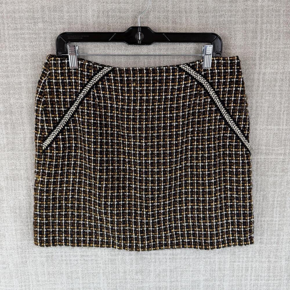 Skies Are Blue Skirt Womens L Black Straight & Pencil Short Tweed Lined Zip